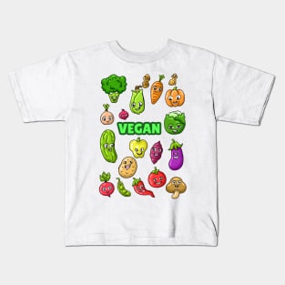 VEGAN FOOD CARTOON Kids T-Shirt